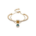 Sparkling Zircon Teardrop Copper Bangle, Elegant Square Court Style Light Luxury Bracelet view 5