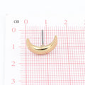 Gold Tone Crescent Moon Stud Earrings with Textured Surface Detail view 2