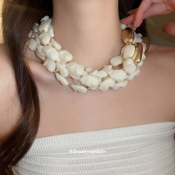 Maillard Style Multilayer Acrylic Geometric Statement Choker Necklace For Vacation Wear