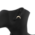 Gold Tone Crescent Moon Stud Earrings with Textured Surface Detail view 3