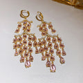 Vintage Palace Style Zircon Round Crystal Tassel Drop Earrings For Women view 4