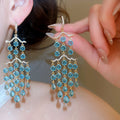Vintage Palace Style Zircon Round Crystal Tassel Drop Earrings For Women view 3