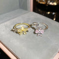 Korean Rhinestone Cat Eye Stone Flower Ring For Women view 4