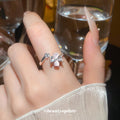 Korean Rhinestone Cat Eye Stone Flower Ring For Women view 3