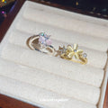 Korean Rhinestone Cat Eye Stone Flower Ring For Women view 2