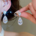 Light Luxury Copper Teardrop Zircon Stud Earrings With Silver Posts For Women view 4