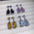 Light Luxury Copper Teardrop Zircon Stud Earrings With Silver Posts For Women view 1