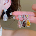 Light Luxury Copper Teardrop Zircon Stud Earrings With Silver Posts For Women view 2