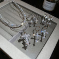 Light Luxury Copper Zircon Cross Pendant Necklace And Ear Cuff Jewelry Set view 1