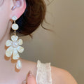 French Vintage Floral Faux Pearl Long Tassel Drop Earrings For Women view 3