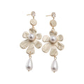 French Vintage Floral Faux Pearl Long Tassel Drop Earrings For Women view 5