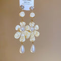 French Vintage Floral Faux Pearl Long Tassel Drop Earrings For Women view 2