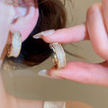 Sparkling Zircon C-Shaped Copper Clip-on Earrings For Women, Geometric Trendy No-Piercing Ear Jewelry view 4