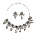 Vintage Bohemian Ethnic Alloy Green Rhinestone Coin Tassel Indian Statement Drop Dangle Earrings view 5
