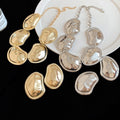 European American Style Iron Oval Necklace And Stud Earrings Jewelry Set For Women Statement Collarbone Chain view 2