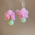 Chiffon Flower Resin Teardrop Drop Earrings With Silver Pins, Sweet Vacation Style Jewelry view 1