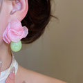 Chiffon Flower Resin Teardrop Drop Earrings With Silver Pins, Sweet Vacation Style Jewelry view 4