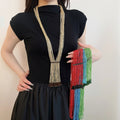 Multi Layer Glass Bead Tassel Geometric Ethnic Vintage Sweater Necklace view 1