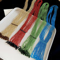Multi Layer Glass Bead Tassel Geometric Ethnic Vintage Sweater Necklace view 2