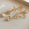 European American Style Pearl Alloy Open Ring For Women Irregular Geometric Minimalist Luxe Design view 3