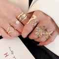 European American Style Pearl Alloy Open Ring For Women Irregular Geometric Minimalist Luxe Design view 2