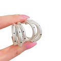 Korean Style Iron Three Layer C Shape Polka Dot Stud Earrings For Women Fashion OL Geometric Jewelry view 5