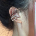 Luxury Zircon Layered Faux Pearl Geometric Round Clip-on Earrings For Women Pain-Free Ear Cuff view 3