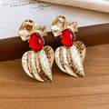 European Style Resin Heart Stud Earrings With Silver Pins, Statement Light Luxury Women's Jewelry view 2