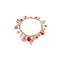 Summer Colorful Faux Crystal Beaded Flower Bracelet Necklace Jewelry Set For Women view 5