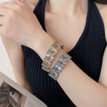 Vintage Ethnic Style Aged Metal Irregular Geometric Splice Bangle for Women view 3