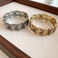 Vintage Ethnic Style Aged Metal Irregular Geometric Splice Bangle for Women view 2