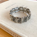Vintage Ethnic Style Aged Metal Irregular Geometric Splice Bangle for Women view 4