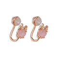 Cute Oval Cat Eye Stone Clip-on Earrings Minimalist Sweet Geometric Ear Cuff Jewelry For Women view 5