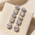Premium Geometric Zircon Drop Earrings, Light Luxury Engagement Wedding Banquet Jewelry view 2