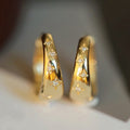 Minimalist Zircon Hoop Earrings With Delicate Four Point Star Inlay, Daily Classic Ear Jewelry view 2