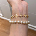 14K Gold Plated Lucky Clover Floral Copper Bangle, French Vintage Ethnic Style, Elegant Women's Jewelry view 1