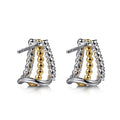 Simple Two Tone Hoop Earrings With Micro Pave Zircon, Trendy Delicate Daily Accessories view 3