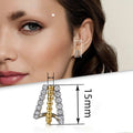 Simple Two Tone Hoop Earrings With Micro Pave Zircon, Trendy Delicate Daily Accessories view 4