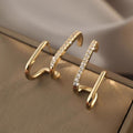 Micro Paved Zirconia Stud Earrings Vertical Bar Light Luxury Simple Casual Ear Jewelry view 3