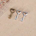 Small Heart Key Metal Charm in 3 Finishes for Jewelry Crafts view 1