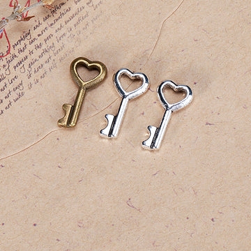 Small Heart Key Metal Charm in 3 Finishes for Jewelry Crafts