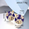 Palace Vintage Oil Painting Round Earrings With Flower Butterfly And Rhinestone Stud Design view 4