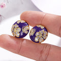 Palace Vintage Oil Painting Round Earrings With Flower Butterfly And Rhinestone Stud Design view 3