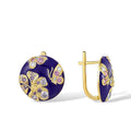 Palace Vintage Oil Painting Round Earrings With Flower Butterfly And Rhinestone Stud Design view 2
