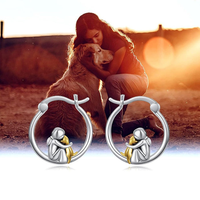Cute Dog Leaning Ear Cuffs For Women, Niche Metal Oil Painting Style Fashion Jewelry Earrings