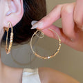 14K Gold Plated Metal Faceted Bead Geometric Round Clip-on Earrings For Women view 3