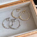 14K Gold Plated Metal Faceted Bead Geometric Round Clip-on Earrings For Women view 2
