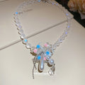 Light Luxury Crystal Bead Acrylic Pearl Floral Pendant Necklace For Women Vacation Style Choker view 2