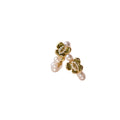 18K Gold Plated Silver Post Zircon Flower Faux Pearl Stud Earrings Sweet Luxury Style view 5