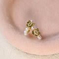 18K Gold Plated Silver Post Zircon Flower Faux Pearl Stud Earrings Sweet Luxury Style view 4